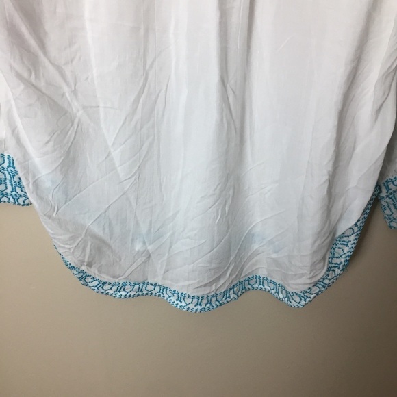 [Gretchen Scott] New White & Blue Embroidered Long Sleeve Top - Picture 9 of 10